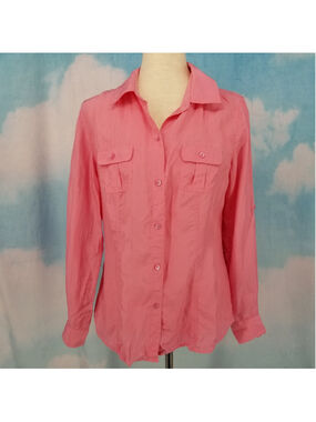 Tommy Bahama 100% Silk Shirt Small Pink Button Up Long Sleeve Blouse